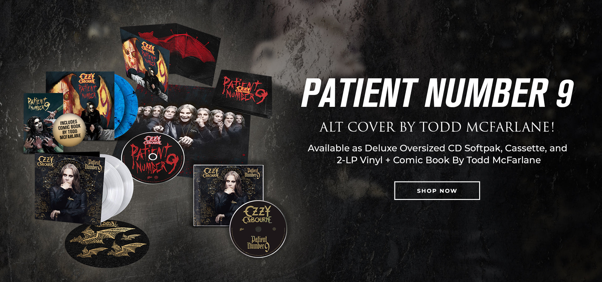 Patient Number 9. Alt cover by Todd McFarlane. Available as deluxe oversized CD softpak, cassette, and 2 LP vinyl, plus comic book by Todd McFarlane. Shop now.